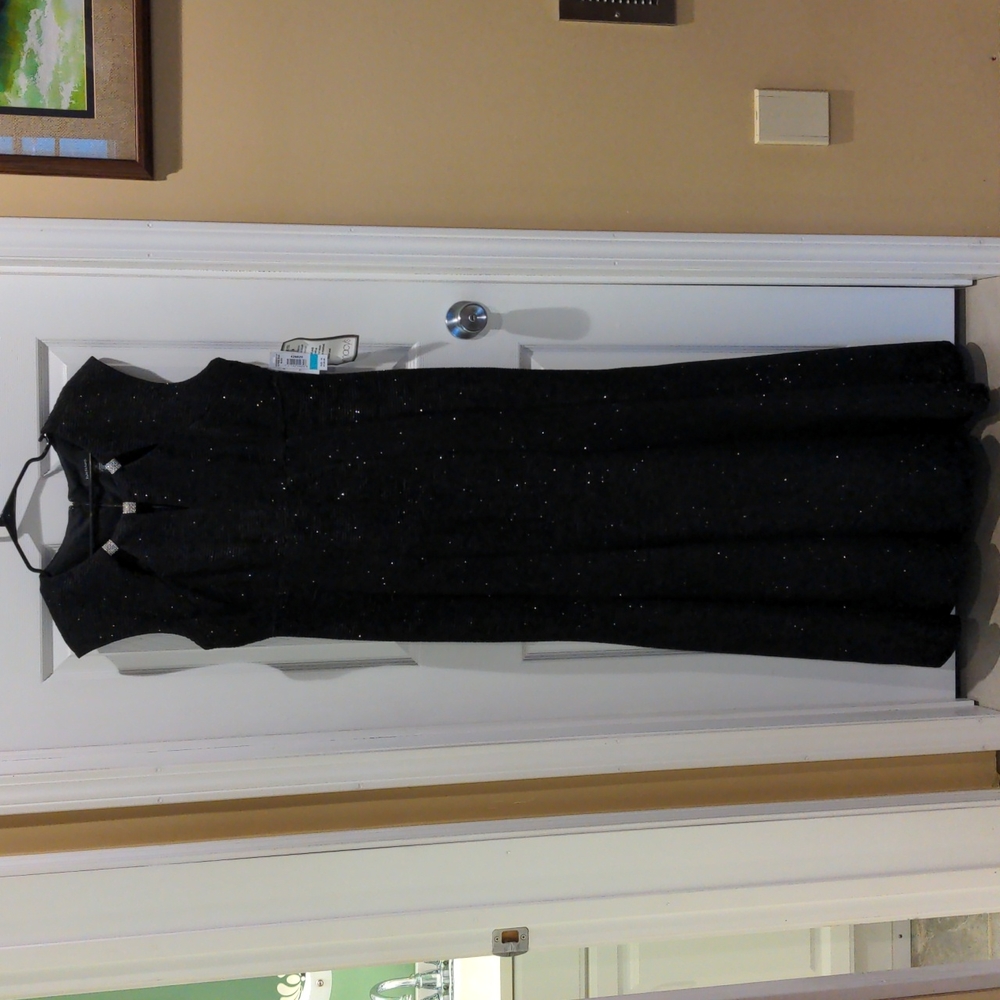 R&M Richards black sparkly floor length gown size 16